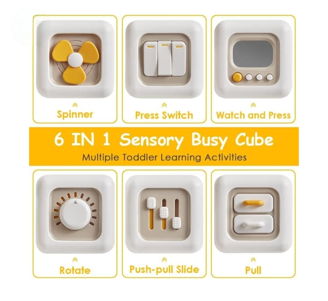 6-in-1 Sensory Busy Cube | Toddler Learning & Activity Toy