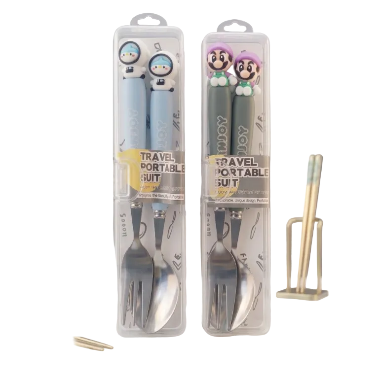Stainless Steel Spoon & Fork Set with Case | Travel-Friendly Kids Cutlery