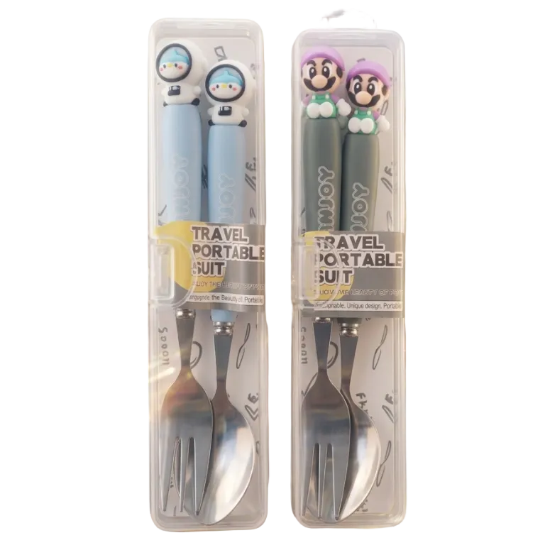 Stainless Steel Spoon & Fork Set with Case | Travel-Friendly Kids Cutlery