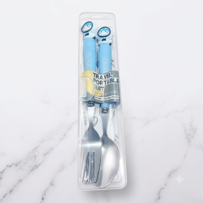 Stainless Steel Spoon & Fork Set with Case | Travel-Friendly Kids Cutlery