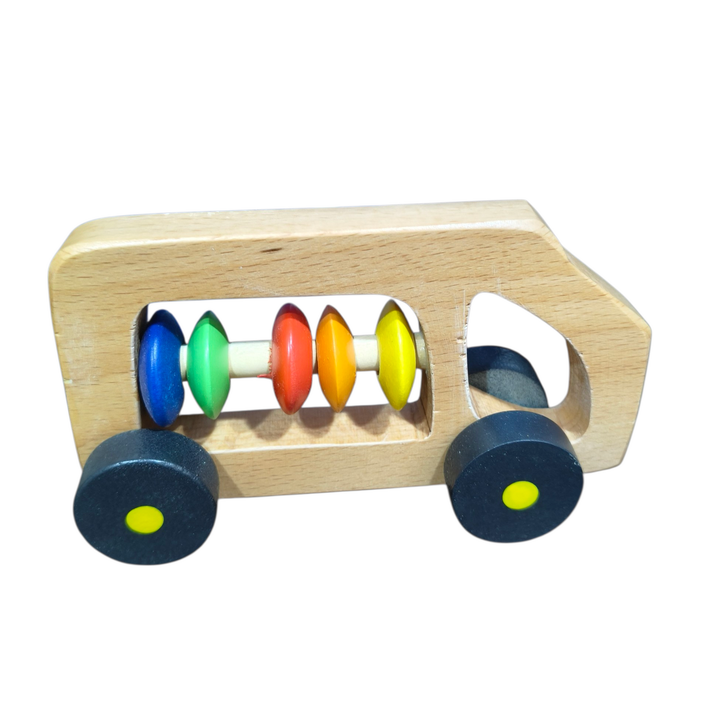 Wooden Bus Rattle – Black | Baby Sensory & Teething Toy