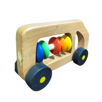 Wooden Bus Rattle – Black | Baby Sensory & Teething Toy