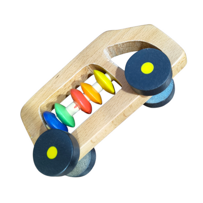 Wooden Bus Rattle – Black | Baby Sensory & Teething Toy