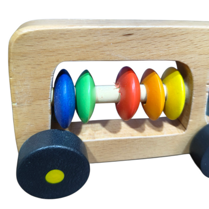Wooden Bus Rattle – Black | Baby Sensory & Teething Toy