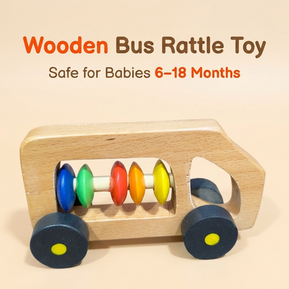 Wooden Bus Rattle – Black | Baby Sensory & Teething Toy