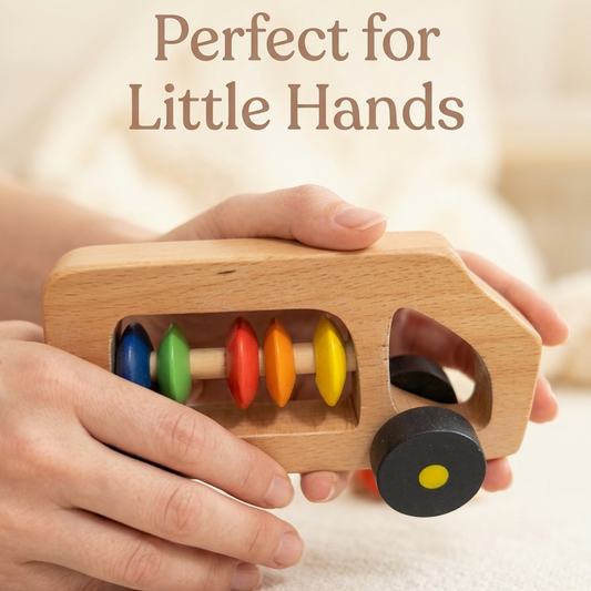 Wooden Bus Rattle – Black | Baby Sensory & Teething Toy