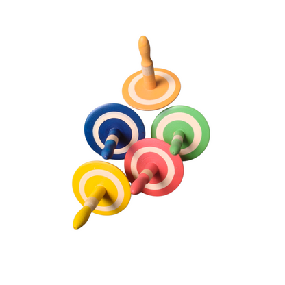 Wooden Spin Top Set of 5 | Colorful Handcrafted Spinning Toys for Kids