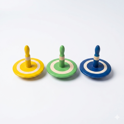 Wooden Spin Top Set of 3 | Colorful Handcrafted Spinning Toys for Kids