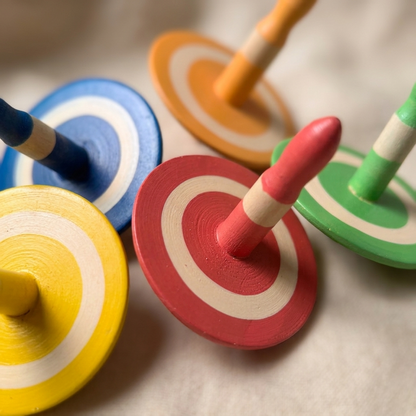 Wooden Spin Top Set of 5 | Colorful Handcrafted Spinning Toys for Kids