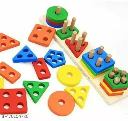 Geometric Puzzle Stacker – Shape Sorter & Building Toy for Kids